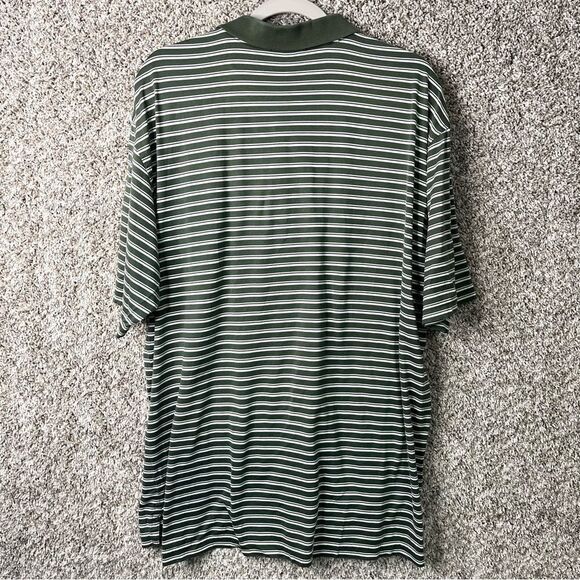 Peter Millar Shirt Men’s XL Green & White Striped 100% Cotton Short Sleeve Polo - Picture 3 of 3